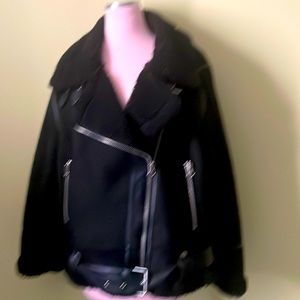 Zara moto jacket faux siede sherling very warm jacket cozy
